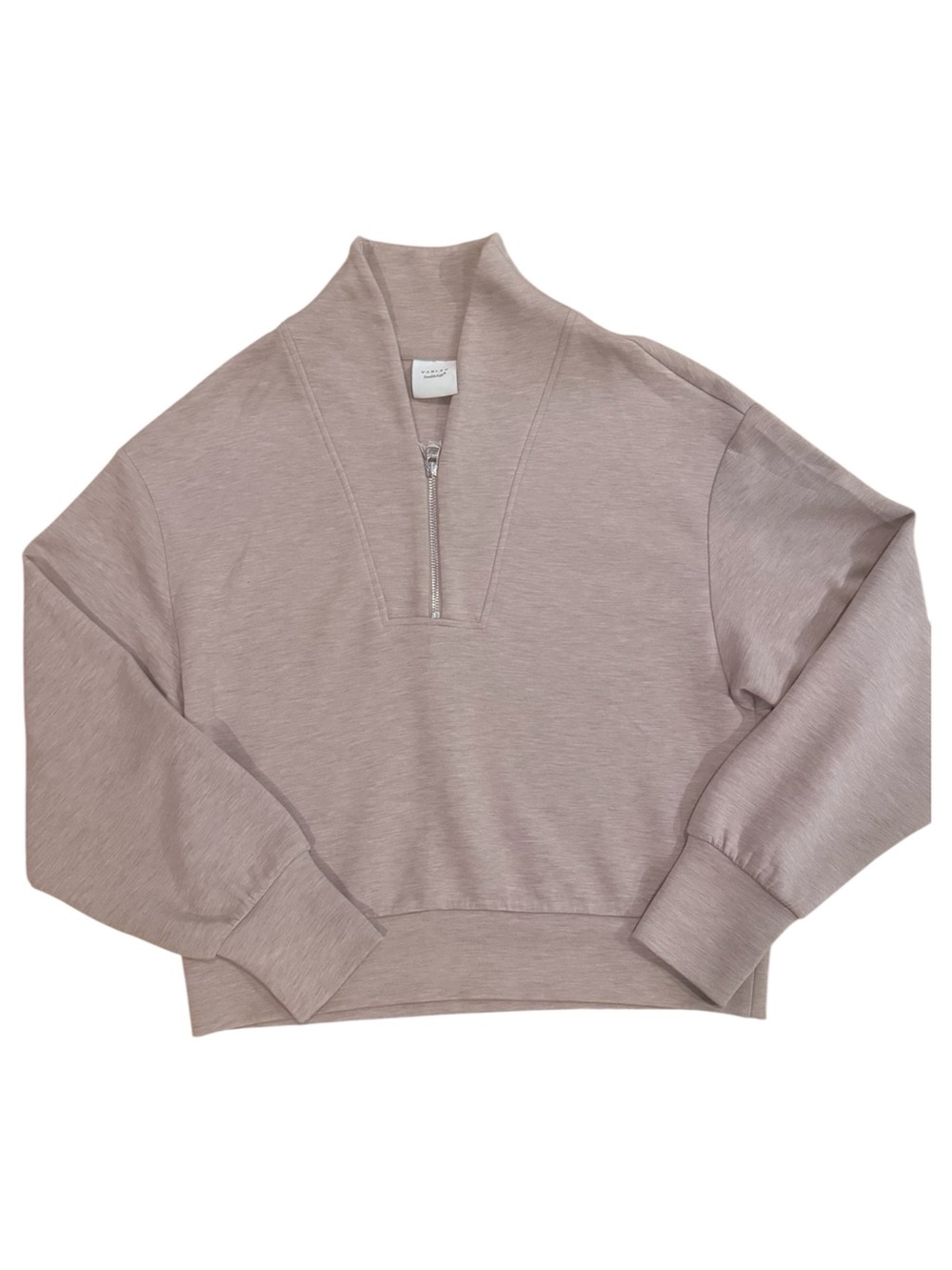 Varley Davidson DoubleSoft Quarter-Zip Sweatshirt Taupe Marl Size M NWOT